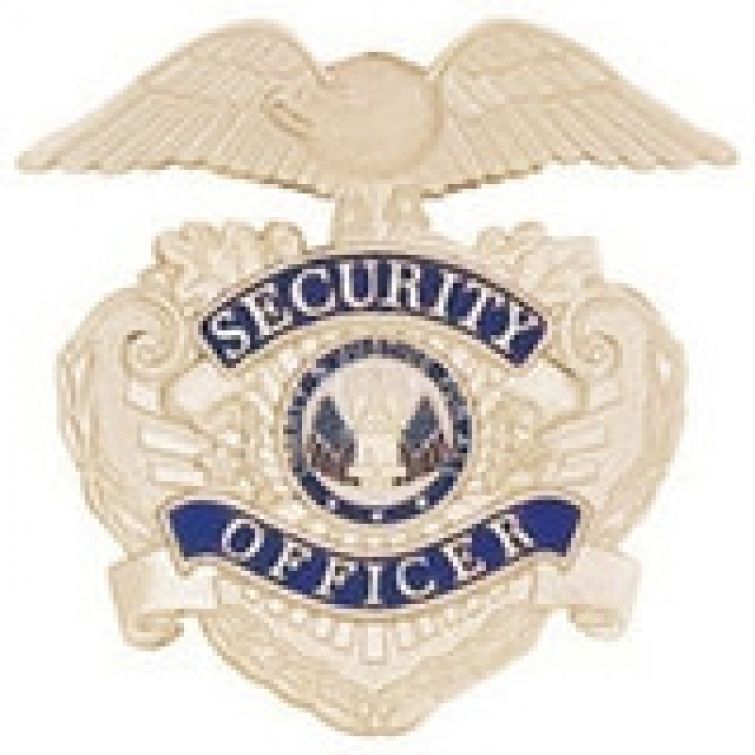 SECURITY OFFICER METAL HAT BADGE - BRASS.
